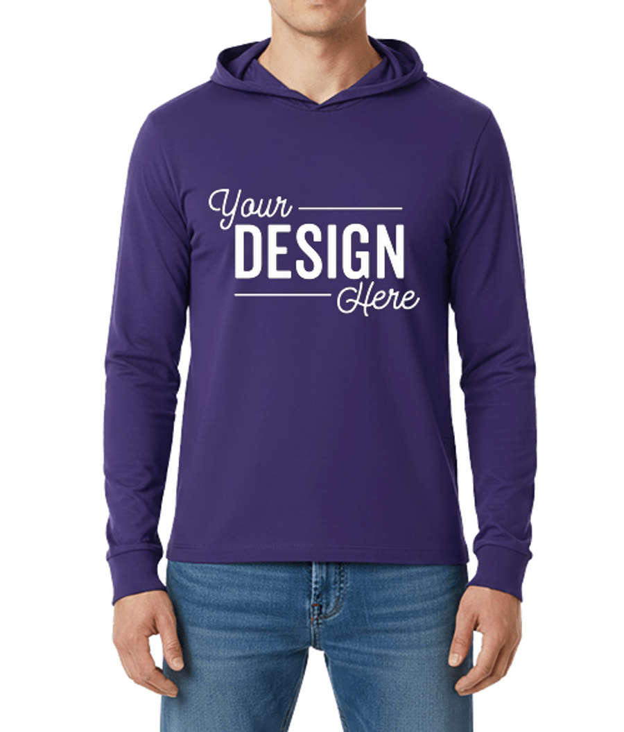 Port & Company Core Cotton Hooded Long Sleeve T-shirt in Team Purple