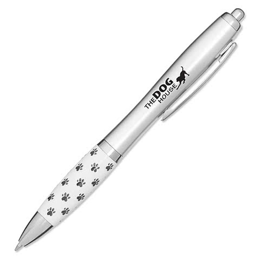 Veterinary Paw Print Ballpoint Pen (black ink) in Silver