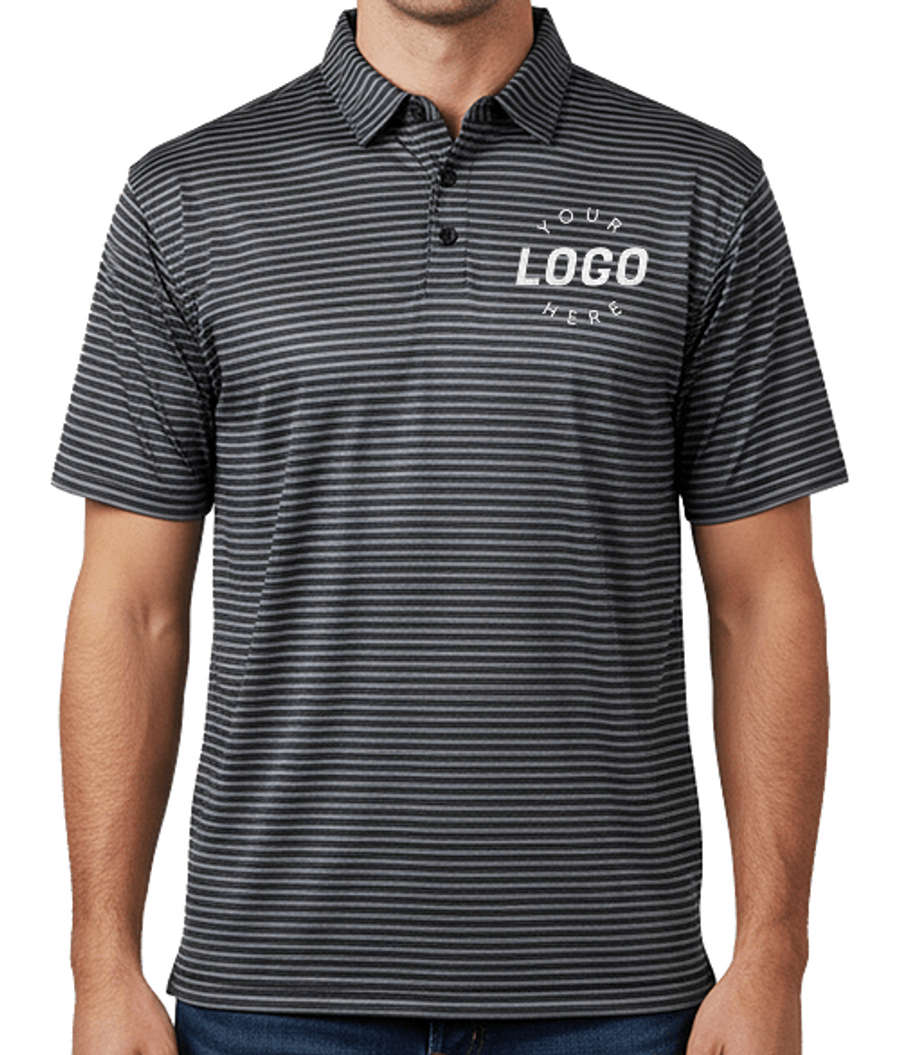 Burnside Recycled Striped Polo in Black / Steel