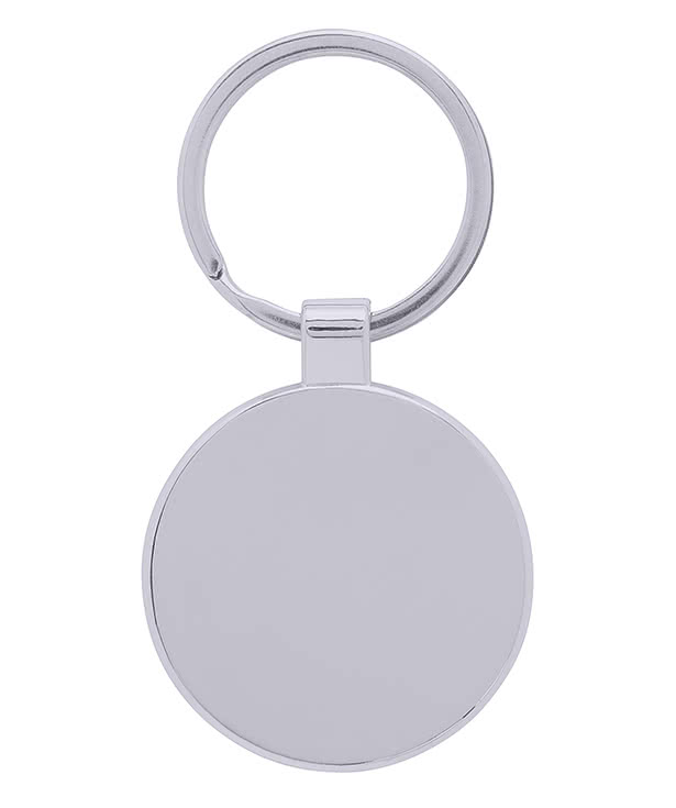 Laser Engraved Bamboo & Metal Round Keychain