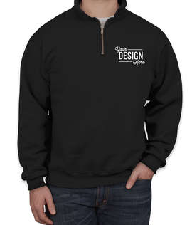 Jerzees Super Sweats 50/50 Quarter Zip Sweatshirt - Embroidered - Color: Black