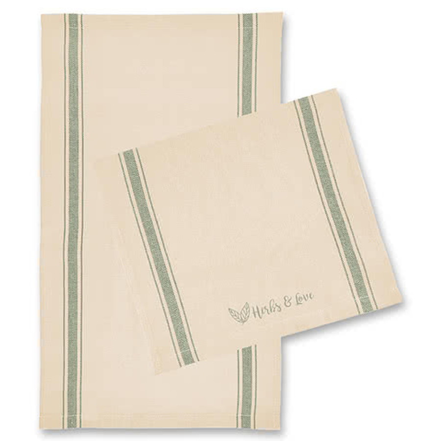 Cotton Stripe Tea Towel in NATURAL WITH BEIGE