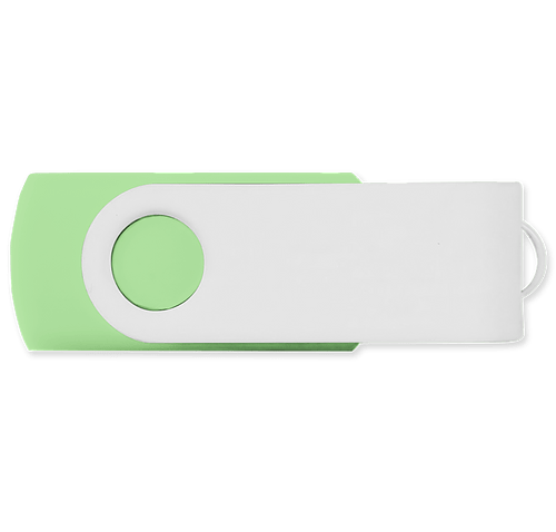 Full Color White Matte Swivel USB Flash Drive 16GB in Bright Green