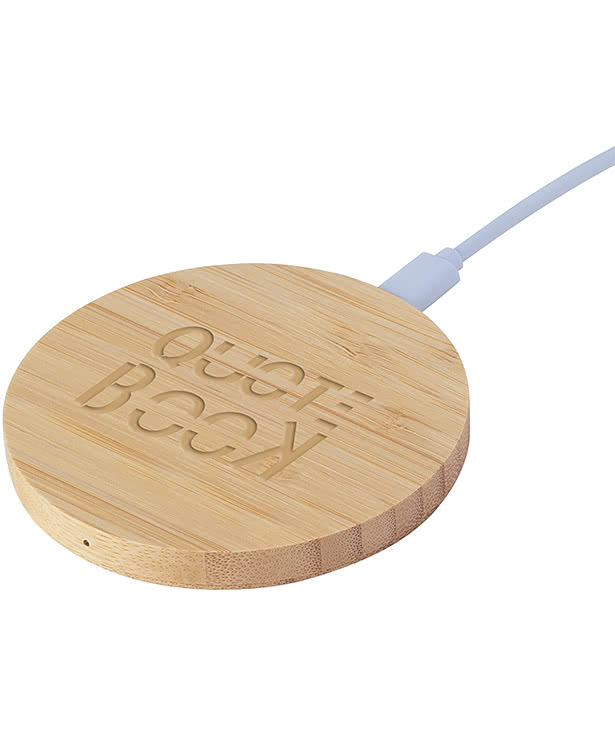 Laser Engraved Bamboo 15W Wireless Charging Pad