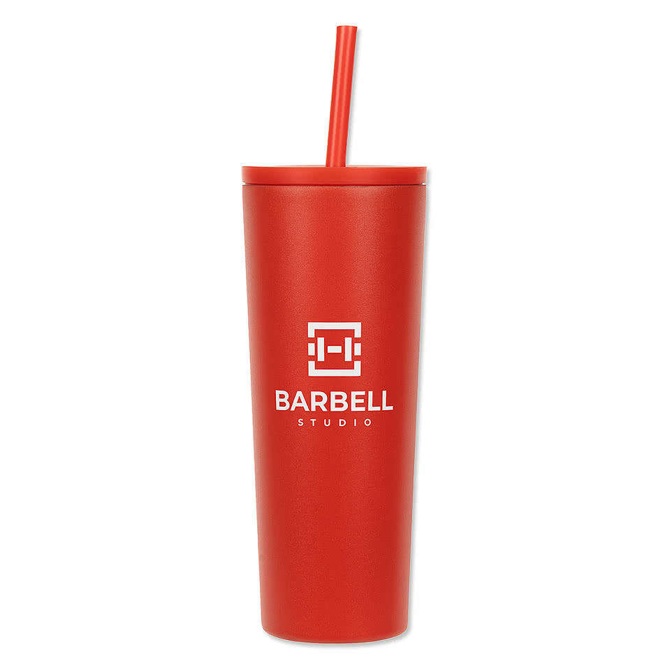 Full Color 24 oz. Bradford Stainless Steel Insulated Tumbler with Straw