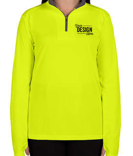 Badger Women's Contrast Quarter Zip Performance Shirt - Color: Safety Yellow Green / Graphite