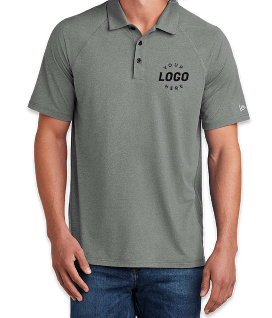 New Era Power Stretch Performance Polo - Embroidered in Shadow Grey Heather