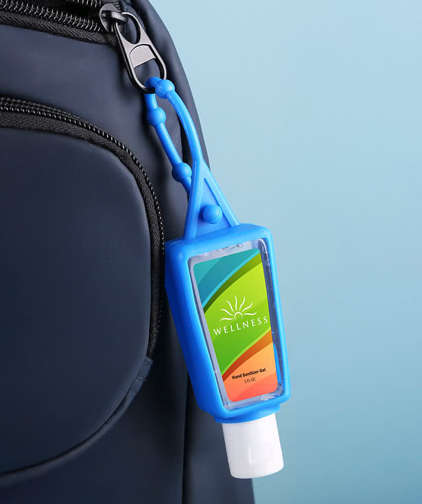 Full Color 1 oz. Gel Hand Sanitizer with Silicone Carabiner