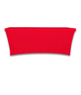 Full Color 8' Ultrafit Curve Open-Back Stretch Tablecloth - Color: Red