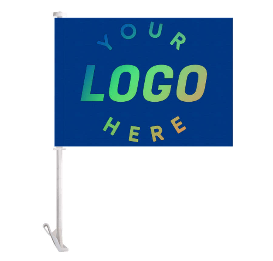 Full Color 15" x 11.5" Single Sided Car Flag in Royal Blue