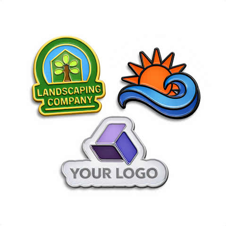 Full Color 1" Die Cut Enamel Lapel Pin in Silver