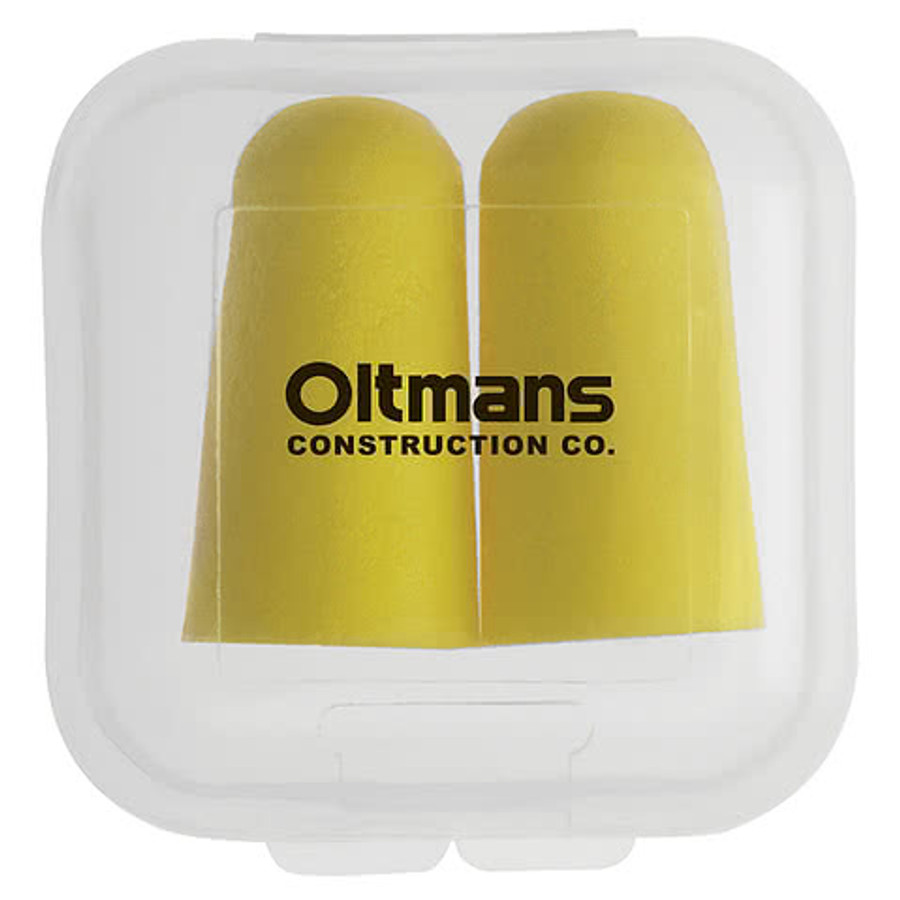 Ear Plugs in Clear Square Case in YELLOW