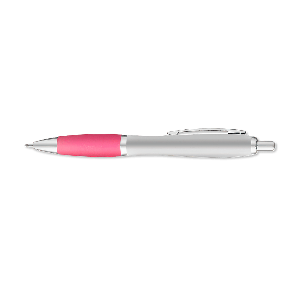 Curvaceous Matte Silver Ballpoint Pen (black ink)-default