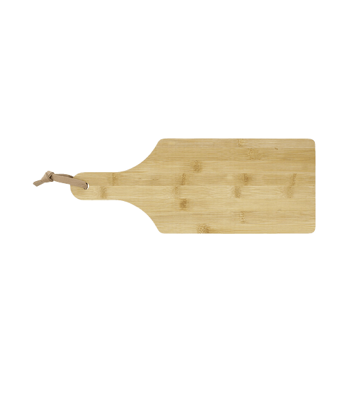 Laser Engraved Bamboo Cutting Board with Handle in Natural