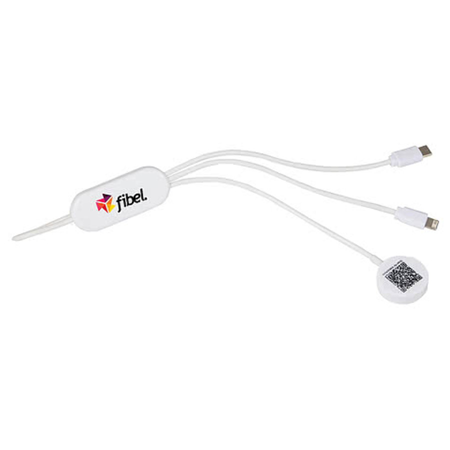 Allcord 5-in-1 Recycled Charging Cable with iWatch Charger in White