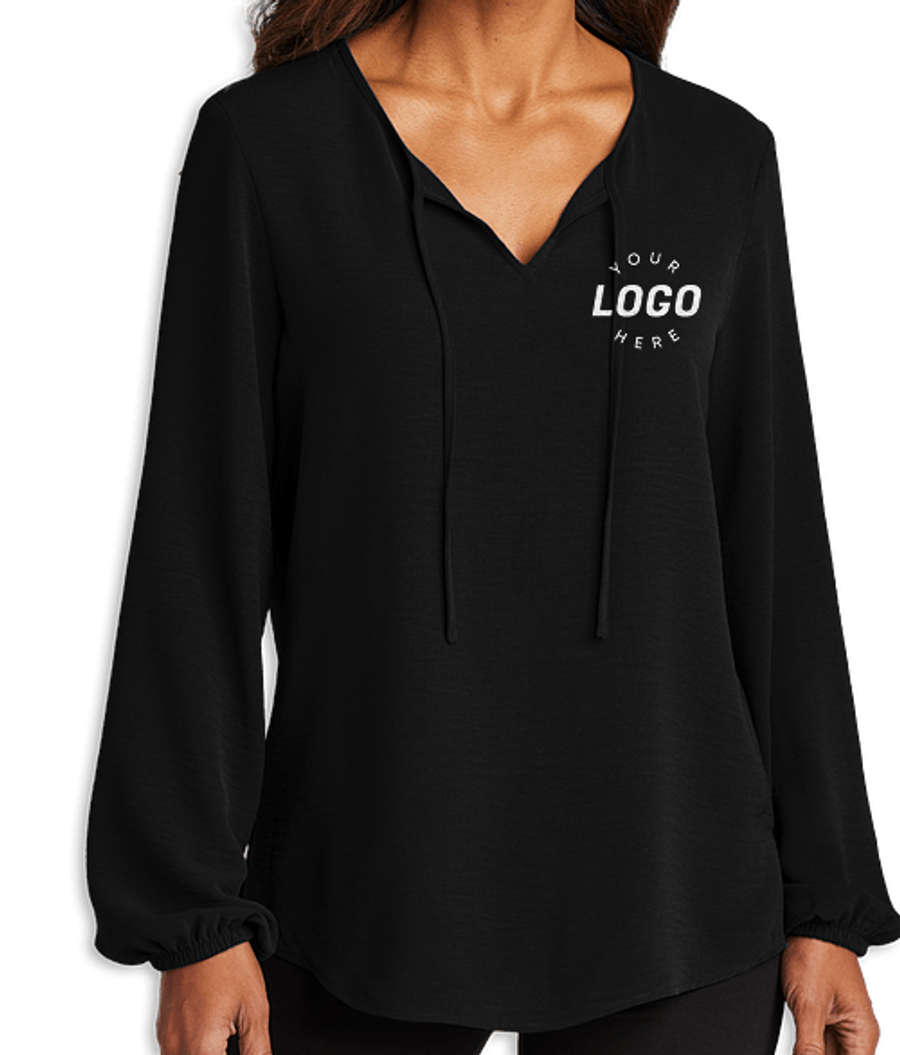 Port Authority Women's Textured Crepe Blouse in Deep Black