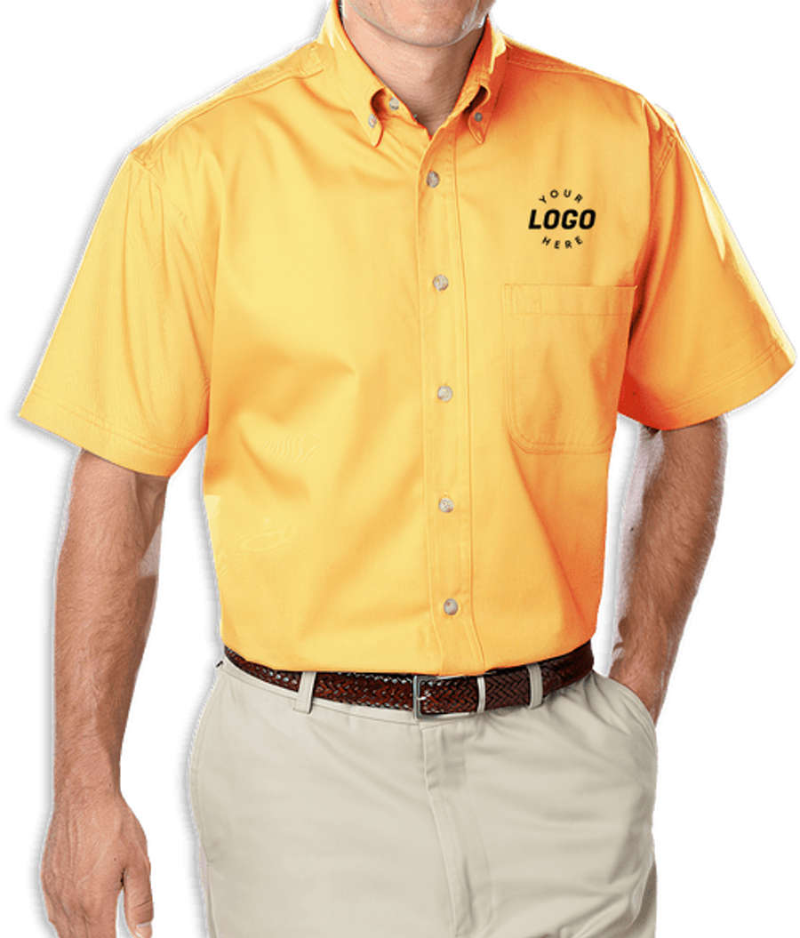 Blue Generation Colorfast Twill Short Sleeve Dress Shirt - Printed in Yellow