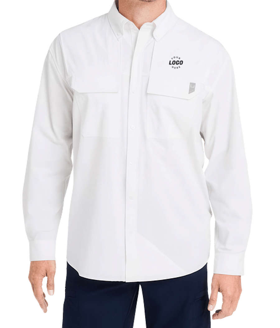 HUK Creekbed UPF 30 Pocket Fishing Shirt in White