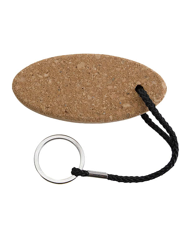Laser Engraved Buoy Oval Cork Keychain