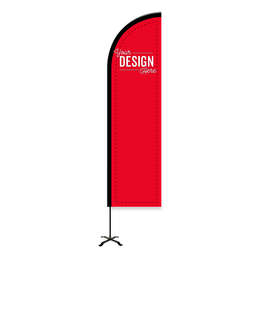 Full Color 8' Portable Feather Flag with Cross Base - Color: Red