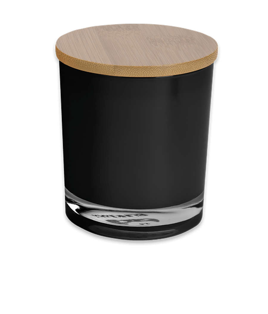 Scented Soy Candle with Bamboo Lid in Black