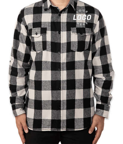 Burnside Plaid Flannel Long Sleeve Shirt  - Ecru  /  Black