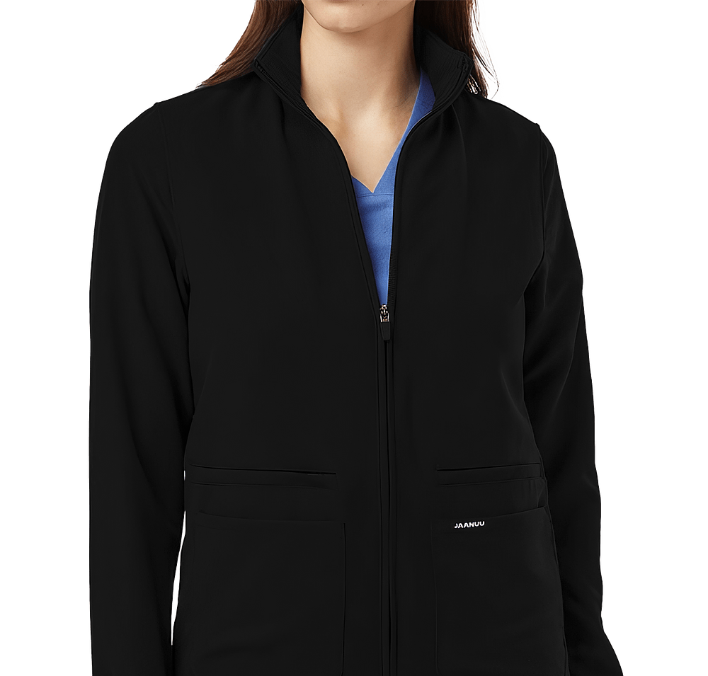 Jaanuu Women's Ceri Essential Six-Pocket Full-Zip Scrub Jacket - Embroidered-default