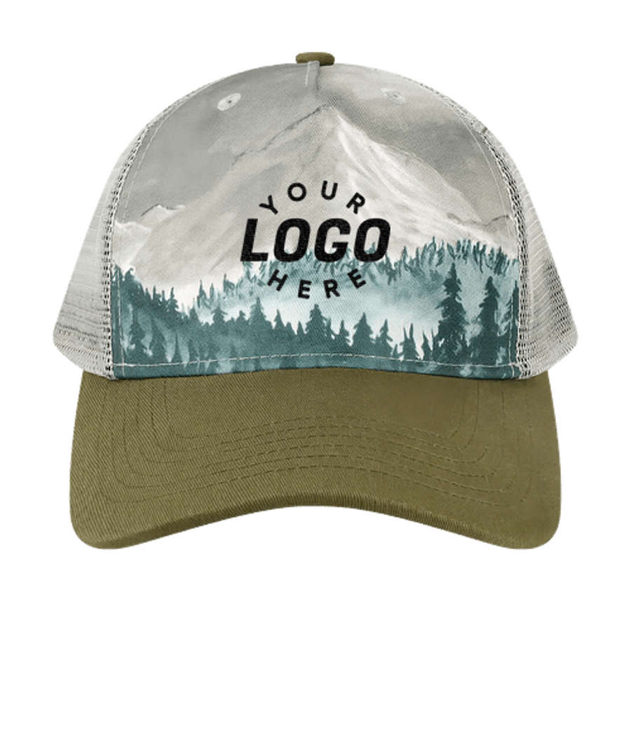 Locale Five Panel Snapback Trucker Hat in Denali Olive Green/Grey