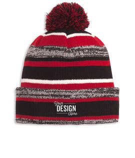 New Era Sideline Fleece Lined Pom Pom Beanie - Color: Black / Scarlet