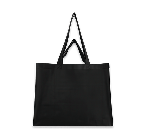 Matte Laminated Recycled Non-Woven Dual Handle Shopper Tote Bag in BLACK
