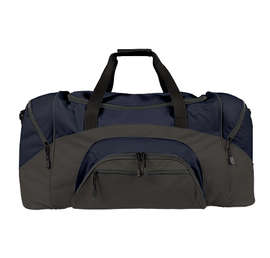 Port Authority Colorblock Gym Bag - Screen Printed - Color: Navy / Dark Charcoal