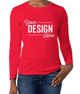 Gildan Women's 100% Cotton Long Sleeve T-shirt - Color: Red