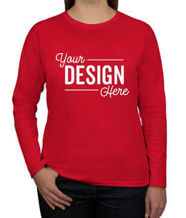 Canada - Gildan Women's 100% Cotton Long Sleeve T-shirt - Color: Red