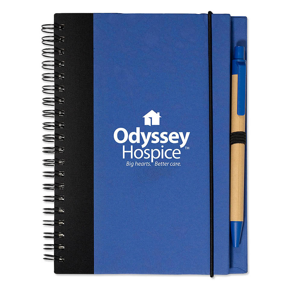 Full Color Contrast Paperboard Hard Cover Spiral Notebook with Pen