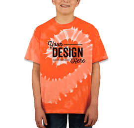 Dyenomite Youth 100% Cotton Two-Tone Spiral Tie-Dye T-shirt - Color: Orange