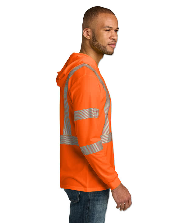 CornerStone Class 3 Segmented Tape Hooded Long Sleeve Safety T-shirt