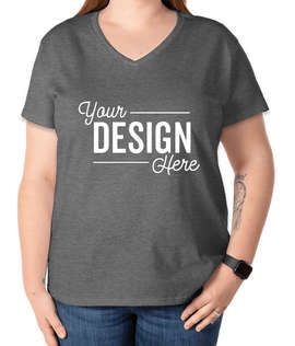 Gildan Women's 100% Cotton V-Neck T-shirt - Color: Graphite Heather