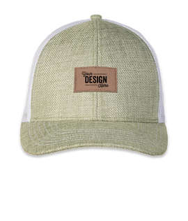 Ahead Pregame Burlap Trucker Hat with Tan Rectangle Patch - Color: Light Green / White