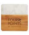 Laser Engraved Marble and Bamboo Coasters (Set of 4)