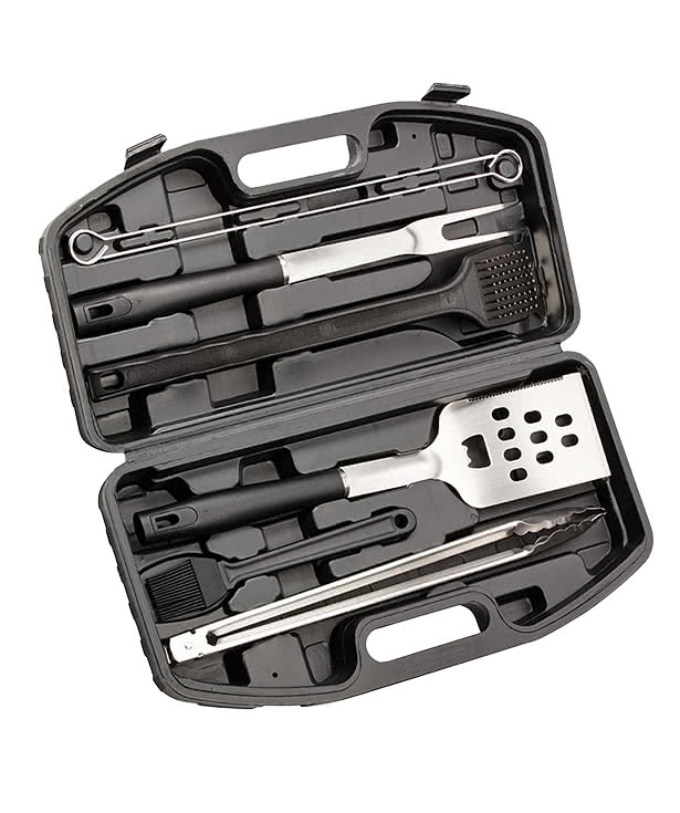 9-Piece Highland Stainless Steel BBQ Set with Hardshell Case
