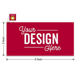 Full Color 6' x 3' Vinyl Banner - Color: Cardinal