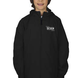Sport-Tek Youth Full Zip Hooded Jacket - Color: Black
