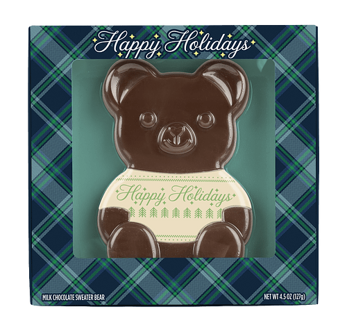 4.5 oz. Milk Chocolate Snuggly Sweater Bear in Sweater Bear