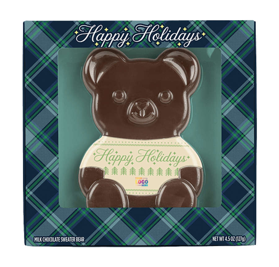 4.5 oz. Milk Chocolate Snuggly Sweater Bear in Sweater Bear