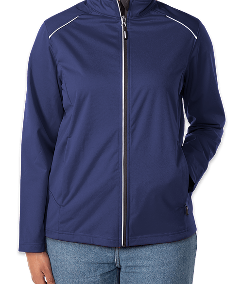 Core 365 Women's Techno Lite Three-Layer Tech Shell Jacket - Printed in Classic Navy