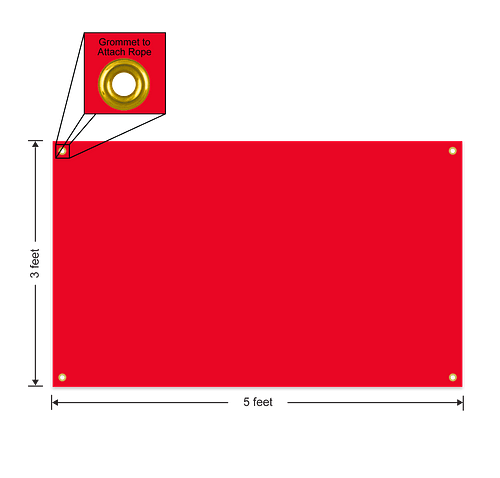 Full Color 5' x 3' Vinyl Banner - Color: Red