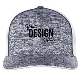 Pacific Headwear Aggressive Heather Trucker Hat - Color: Navy Heather / White / Navy Heather