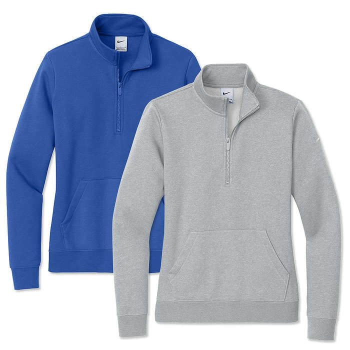 Nike Women's Club Swoosh Sleeve Quarter Zip Sweatshirt