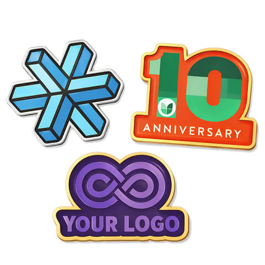 Full Color 1.5" Die Cut Lapel Pin in Silver Backing
