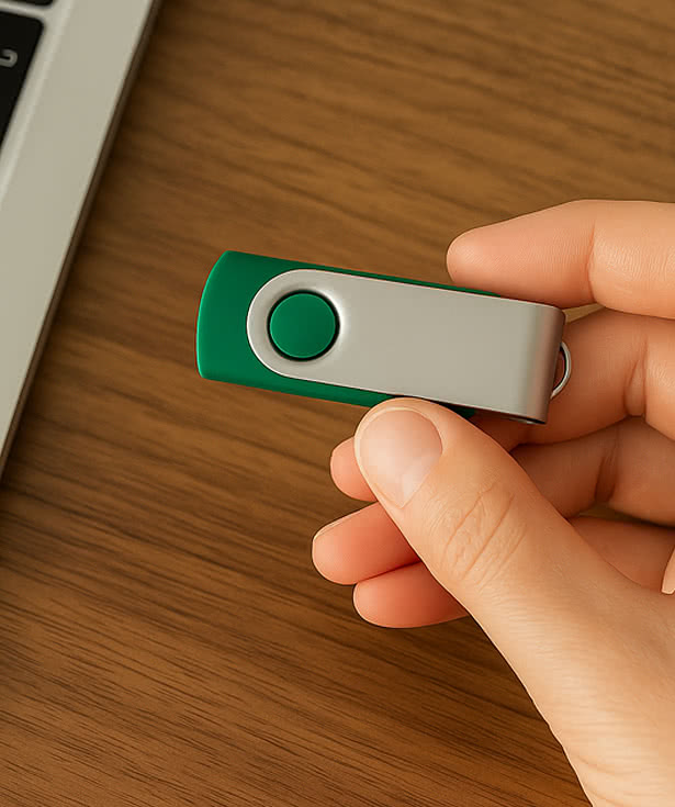 Full Color Silver Swivel USB Flash Drive 32GB